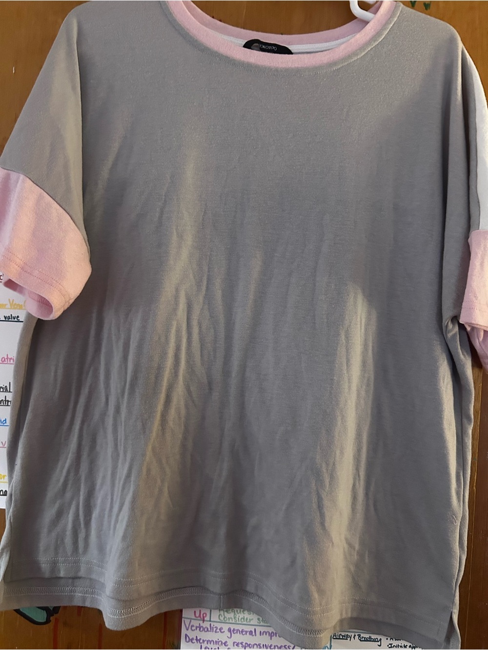 Relaxed Gray Tunic with Pale Pink Trim